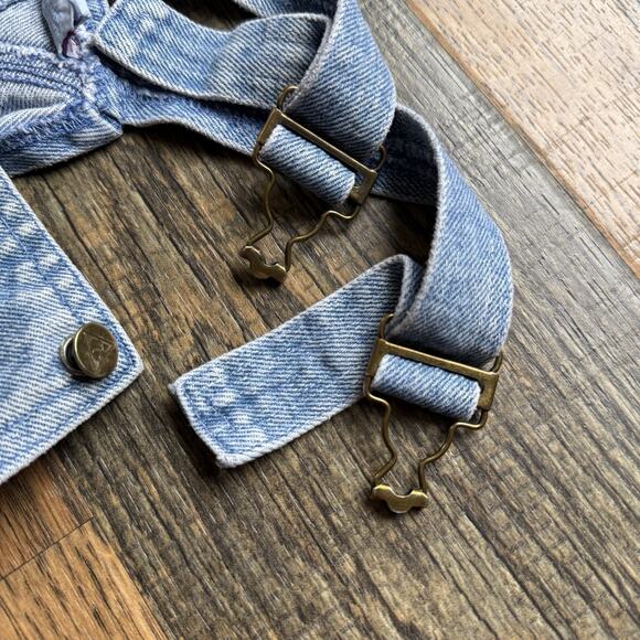 Vintage 80s 90s Baby Guess Denim Overalls Pink Ribbon Detail Girls Size 6Y - Picture 11 of 16